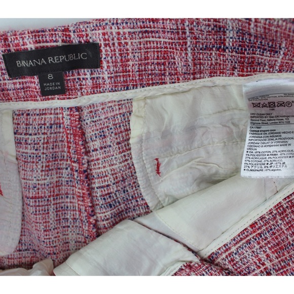 Banana Republic Red Textured Linen Look Frayed Detailing Boho Shorts 8 - Picture 6 of 6